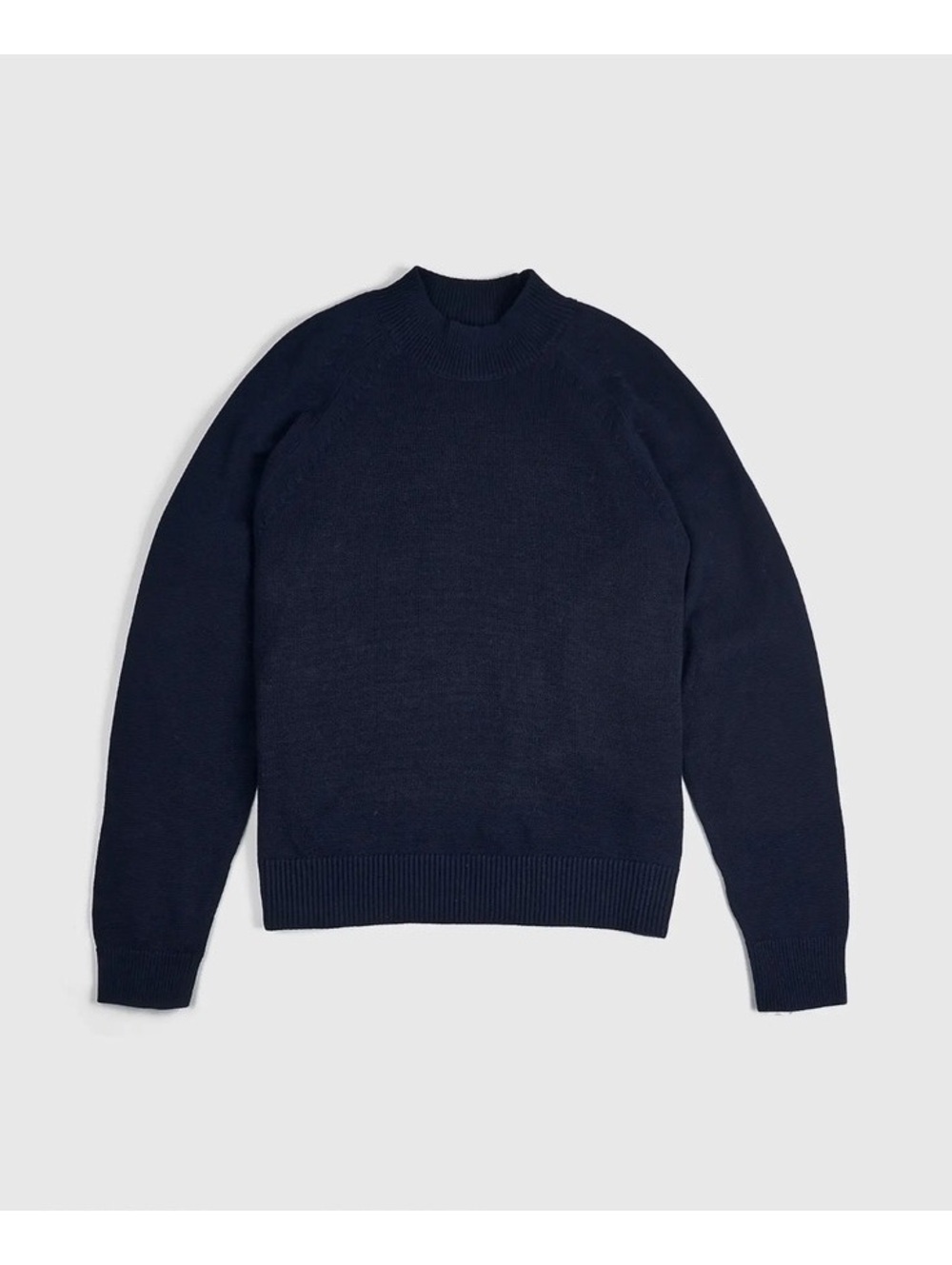 Quince 100% Organic Cotton Mock Neck Sweater in navy blue M
